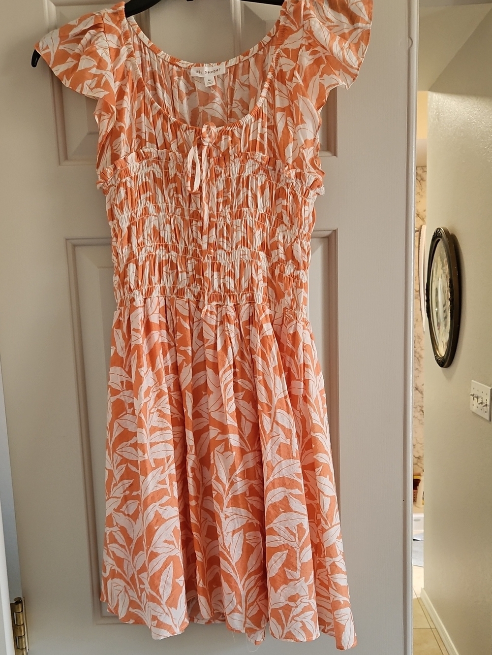 Blu Pepper Coral & White Printed Sundress